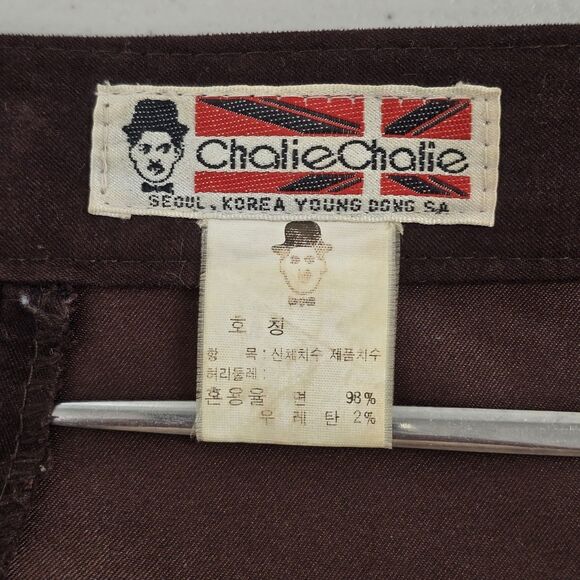 Vintage Chalie Chalie Velvet Slacks Brown  Pants Back Pocket Design Size 28 - Picture 9 of 16